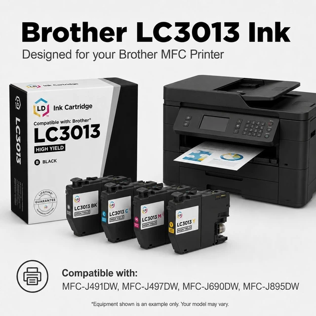 Alt view image 7 of 8 - LD Compatible Ink Cartridge Replacements for Brother LC3013 High Yield (Cyan, Magenta, Yellow, 3-Pack)