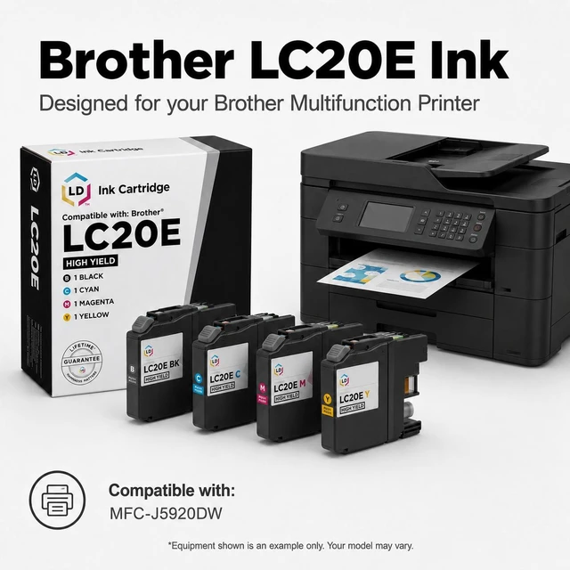 Alt view image 6 of 7 - LD Products Compatible Ink Replacement for Brother LC20E LC20EY (MC 5-Pack)