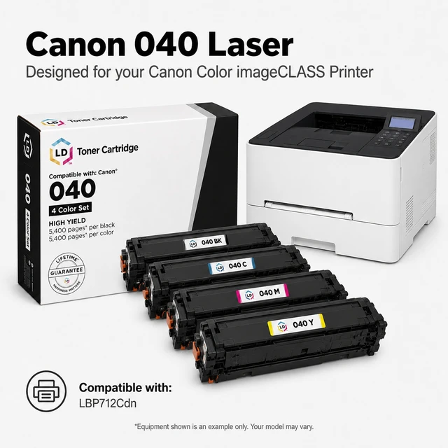Alt view image 6 of 7 - LD Products Compatible Toner Replacement for Canon 040H (BK, C, M, Y, 5-Pk)