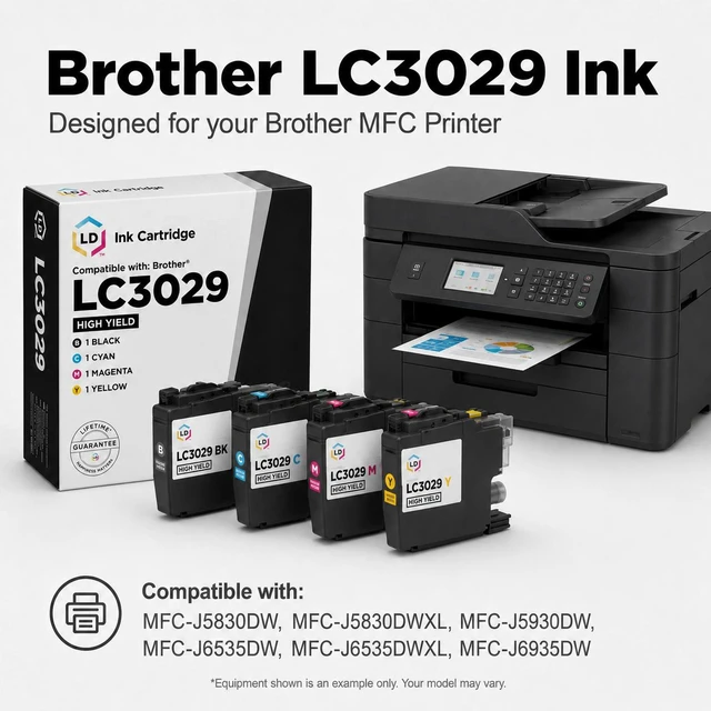 Alt view image 12 of 13 - LD Products Compatible Ink Cartridge Replacement for Brother LC3029BK Super High Yield (Black, 5-Pack)