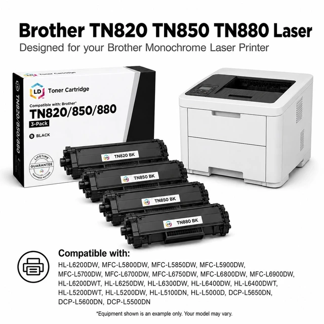 Alt view image 6 of 7 - LD Products Compatible Toner Cartridge Replacement for Brother TN880 Super High Yield (Black, 3-Packs) for use in DCP-L6600DW HL-L6200DW HL-L6200DWT HL-L6250DN HL-L6250DW HL-L6300DWT & HL-L6300DW