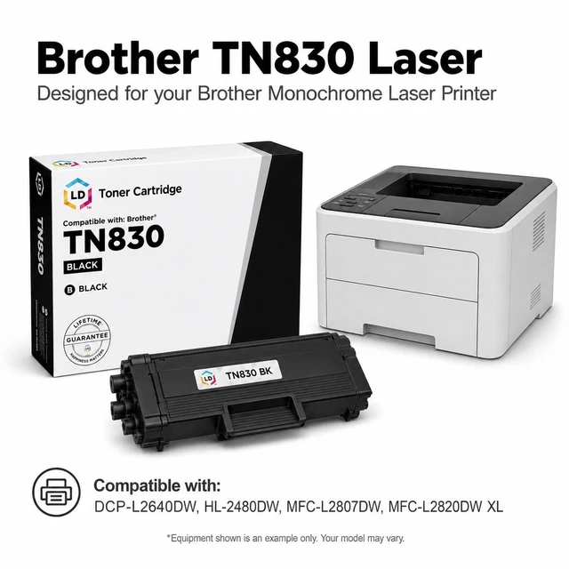 Alt view image 6 of 7 - LD Products Replacement Toner Cartridge Compatible with Brother TN830 High Yield (2-Pack Black)