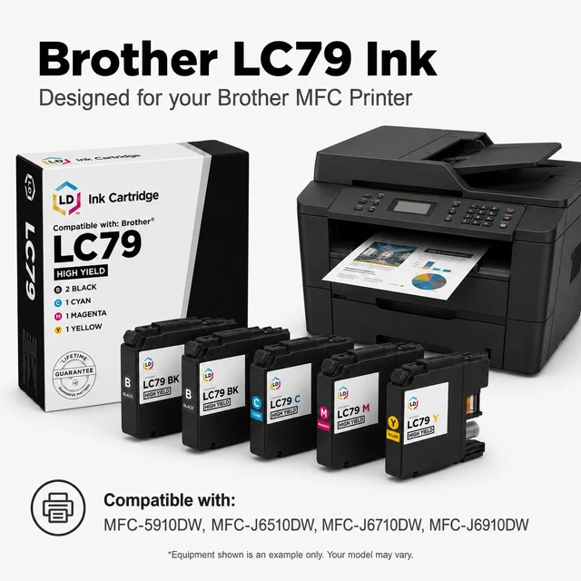 Alt view image 6 of 7 - LD Products Compatible Ink Cartridge Replacement for Brother LC79C Extra High Yield (Cyan)