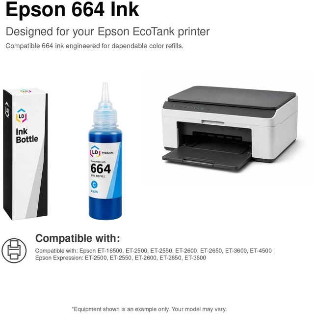 Alt view image 6 of 7 - LD Products Compatible Ink Bottle Replacement for Epson 664 T664420 High Yield (Yellow)