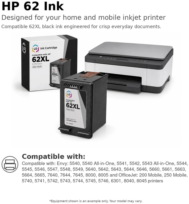 Alt view image 6 of 7 - LD Products Remanufactured Ink Cartridge Replacement for HP 62 C2P04AN (Black)