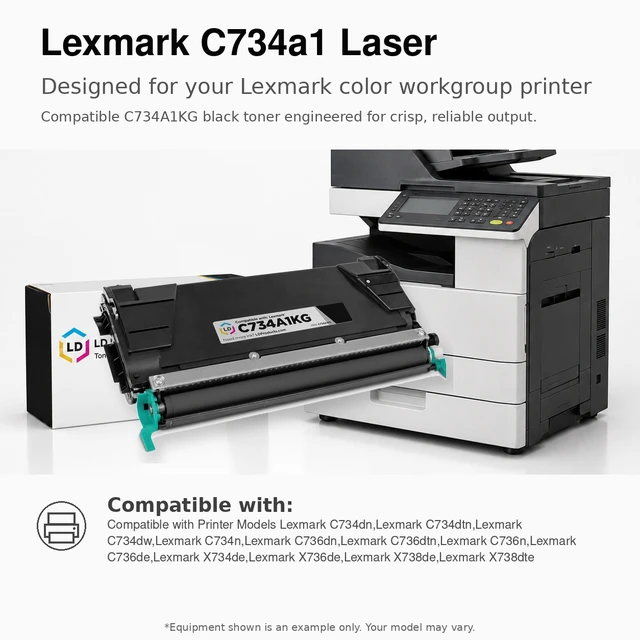 Alt view image 6 of 7 - LD Products Remanufactured Replacement Laser Toner for Lexmark 734/736/738 Cyan