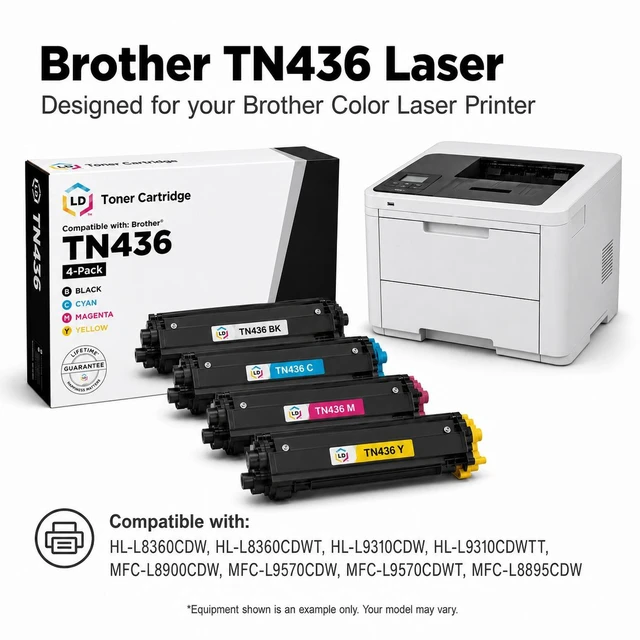 Alt view image 6 of 7 - LD Products Compatible Toner Cartridge Replacements for Brother TN-436 TN436 TN436BK TN433 TN431 Super High Yield (Black, 4-Pack)