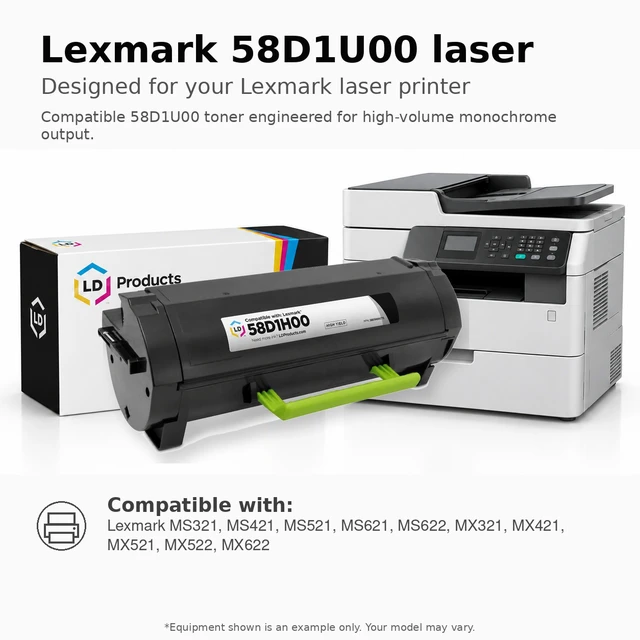 Alt view image 6 of 7 - LD Products Compatible Toner Replacement for Lexmark 58D1U00 (Black)