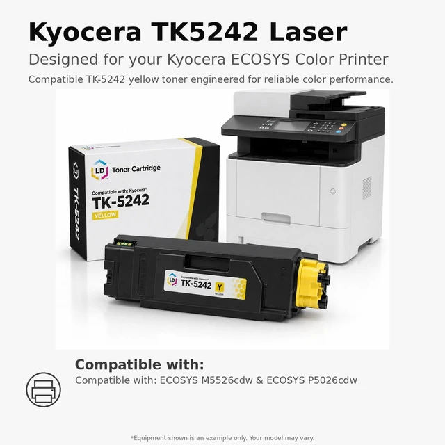 Alt view image 6 of 7 - LD Compatible Kyocera TK-5242K Black Toner 5-Pack for ECOSYS M5526cdw, P5026cdw