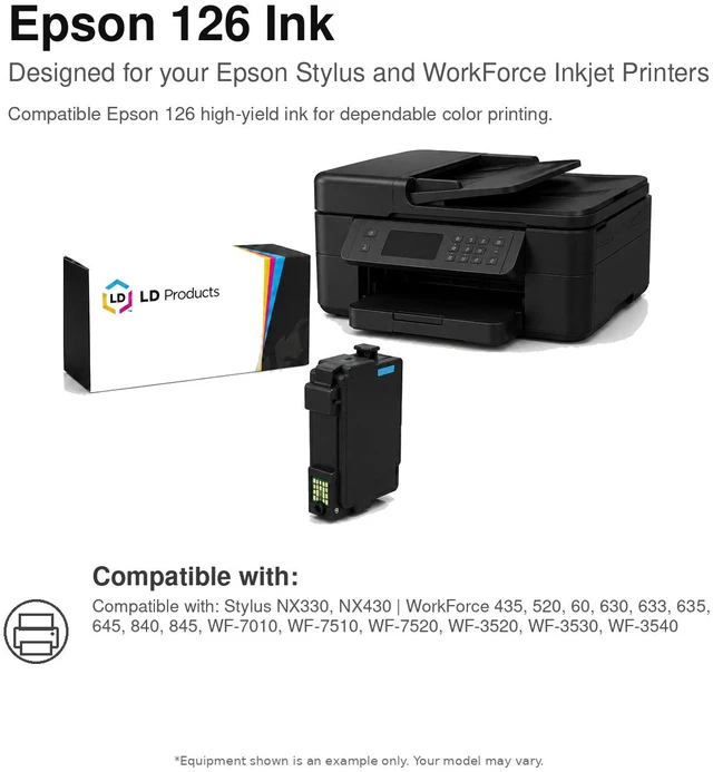 Alt view image 6 of 7 - LD Products Replacement for Epson 126 Ink Cartridges T126 High Yield (4 Black, 2 Cyan, 2 Magenta, 2 Yellow, 10-Pack) for Workforce 435 520 635 645 WF-3520 WF-3530 WF-3540 WF-7010 WF-7510