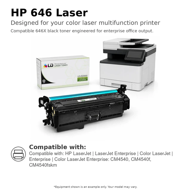 Alt view image 6 of 7 - LD © Remanufactured Replacement Laser Toner Cartridges for Hewlett Packard CE264X (HP 646X) High-Yield Black (2 Pack)