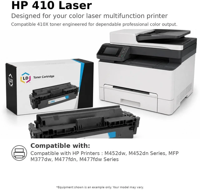 Alt view image 6 of 7 - LD Products Compatible Toner Cartridge Replacement for HP 410X CF410X High Yield (Black, 3-Pack) For use in HP Color LaserJet Pro MFP M477fdn M477fdw, M477fnw, M452dn, M452dw and M452nww