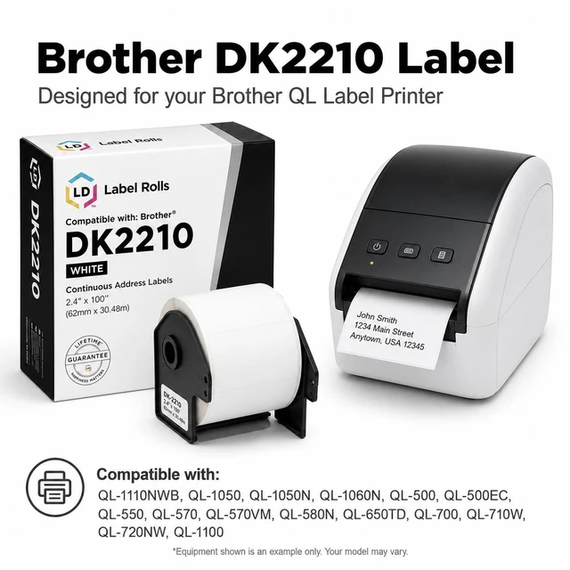 Alt view image 6 of 7 - LD Products Compatible Continuous Label Replacement for Brother DK-2210 - 1.1 in x 100 ft (White, Single Roll)