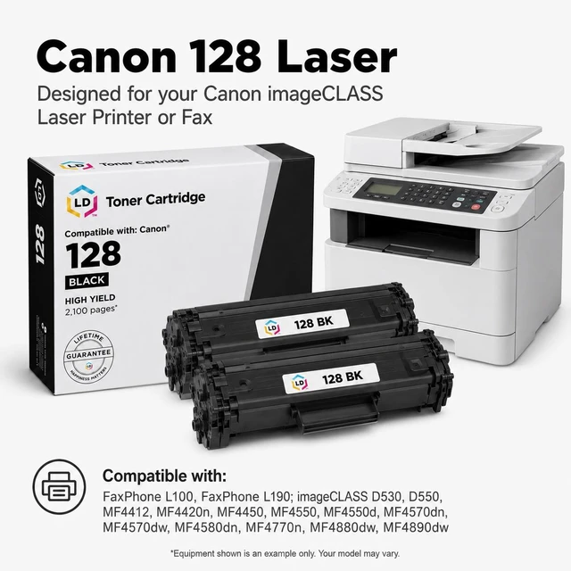 Alt view image 6 of 7 - LD Products Compatible Toner Cartridge Replacement for Canon 128 3500B001AA Black (2-Pack) for imageCLASS D530, D550, MF4420n, MF4450, MF4550, MF4550d, MF4570dn, MF4570dw, MF4580dn, MF4770n, MF4880dw