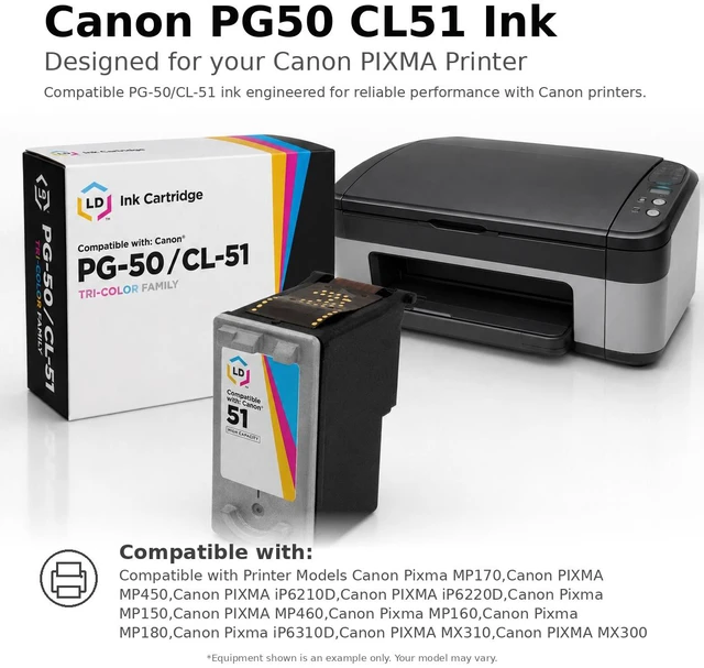 Alt view image 6 of 7 - LD Products Remanufactured Ink Cartridge Replacement for Canon PG50 & CL51 High Capacity (2 Black, 1 Color, 3-Pack)