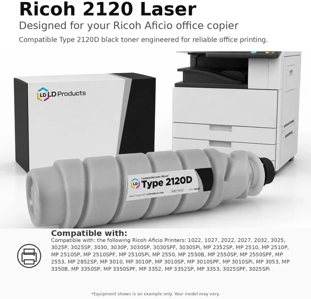 Alt view image 6 of 7 - LD Products Compatible Toner Cartridge Replacement for Ricoh 885288 Type 2120D High Yield (Black)