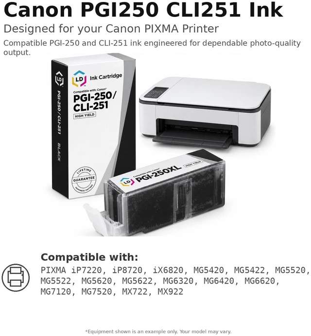 Alt view image 6 of 7 - LD Products Compatible Ink Cartridge Replacements for Canon PGI-250XL 6432B001 High Yield (Pigment Black, 3-Pack)