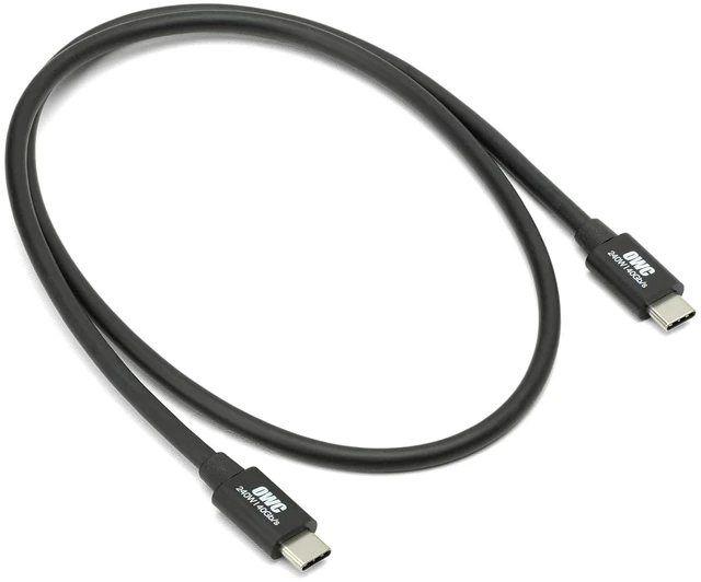 Main image of OWC Thunderbolt 4 Cable, Thunderbolt Certified, 0.7 Meter (2.3 ft.), 40 Gb/s Data Transfer, 240W Power Charging, Compatible with Thunderbolt 4, Thunderbolt 3, USB-C, and USB4 Devices, Black