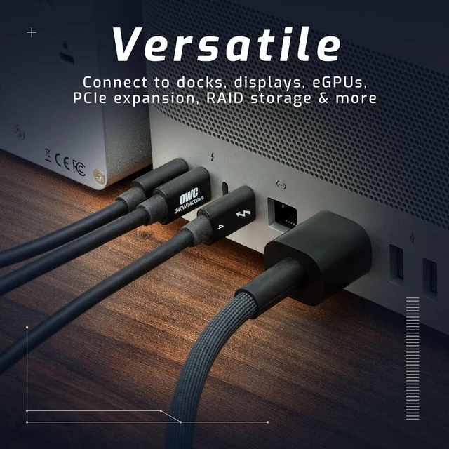 Alt view image 4 of 6 - OWC Thunderbolt 4 Cable, Thunderbolt Certified, 0.7 Meter (2.3 ft.), 40 Gb/s Data Transfer, 240W Power Charging, Compatible with Thunderbolt 4, Thunderbolt 3, USB-C, and USB4 Devices, Black