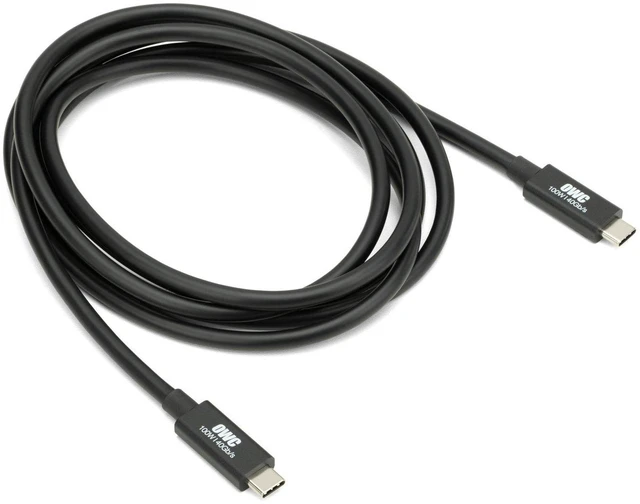 Alt view image 2 of 3 - OWC Thunderbolt 4 Cable, Thunderbolt Certified, 2.0 Meter (6.5 ft.), 40 Gb/s Data Transfer, 100W Power Charging, Compatible with Thunderbolt 4, Thunderbolt 3, USB-C, and USB4 Devices, Black