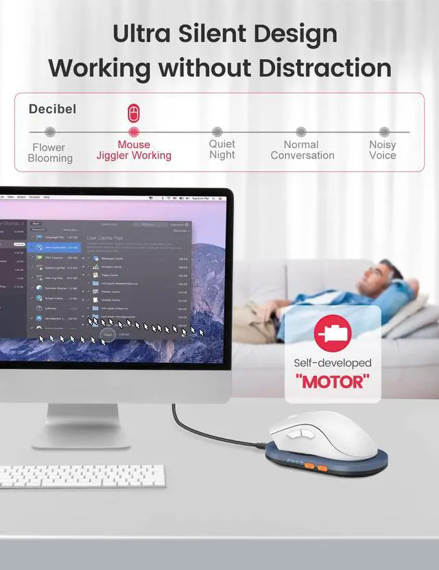 Alt view image 4 of 5 - Vaydeer Ultra Slim Mouse Mover, Air 3 Mouse Jiggler with Adjustable Interval Timer, Undetectable & Noiseless, Simulates Realistic Movement, Driver-Free Shaker for Keeping The PC Active (Fog Blue)