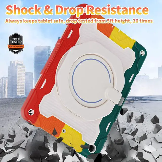 Alt view image 5 of 5 - ROISKIN for iPad 10.2 inch iPad 9th 8th 7th Generation Case with Screen Protector for Women with 360 Kickstand Shoulder Strap Hand Grip Pencil Holder, iPad Case for 10.2 inch Tablet 2021/2020/2019