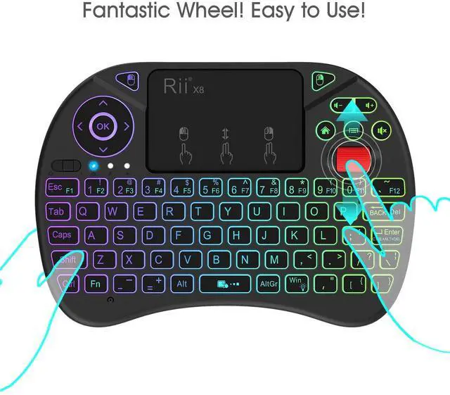 Alt view image 3 of 5 - Rii X8 Mini Keyboard,2.4GHz Portable Wireless Keyboard with Touchpad Mouse,RGB Backlit,Rechargeable Battery for Android TV Box/Mac/PC/Nvidia Shield