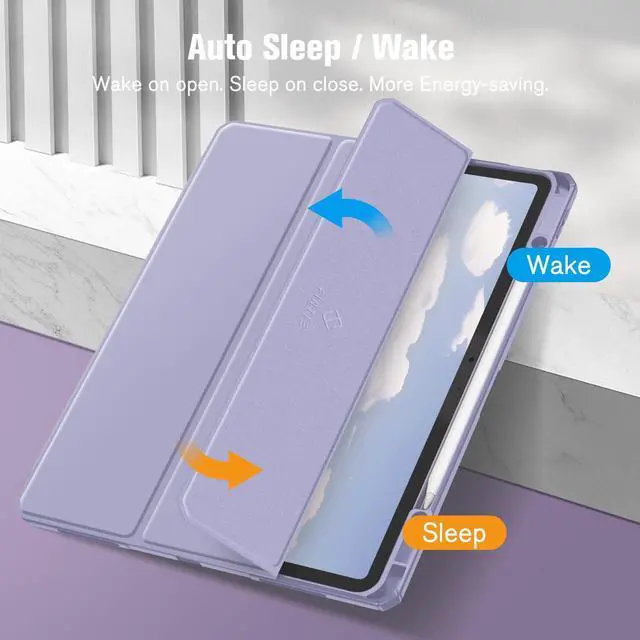 Alt view image 2 of 5 - Fintie Bundle: Fintie Hybrid Slim Case for iPad Air 13-inch (M2) 2024, [Built-in Pencil Holder] Shockproof Cover Clear Transparent Back Shell + [2-Pack] Tempered Glass Screen Protector