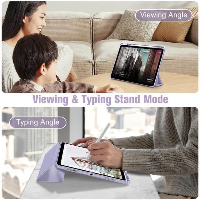 Alt view image 3 of 5 - Fintie Bundle: Fintie Hybrid Slim Case for iPad Air 13-inch (M2) 2024, [Built-in Pencil Holder] Shockproof Cover Clear Transparent Back Shell + [2-Pack] Tempered Glass Screen Protector