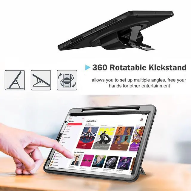 Alt view image 4 of 5 - ProCase for iPad Pro 11 Inch Case 2022 2021 2020 2018, Rugged Heavy Duty Shockproof Cover Case with Kickstand Hand Strap for iPad Pro 11" 4th 3rd 2nd 1st -Black