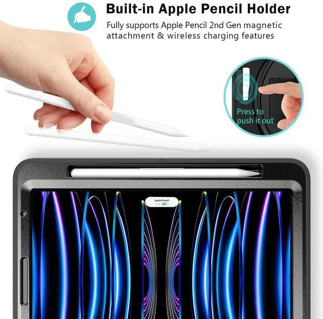 Alt view image 5 of 5 - ProCase for iPad Pro 11 Inch Case 2022 2021 2020 2018, Rugged Heavy Duty Shockproof Cover Case with Kickstand Hand Strap for iPad Pro 11" 4th 3rd 2nd 1st -Black