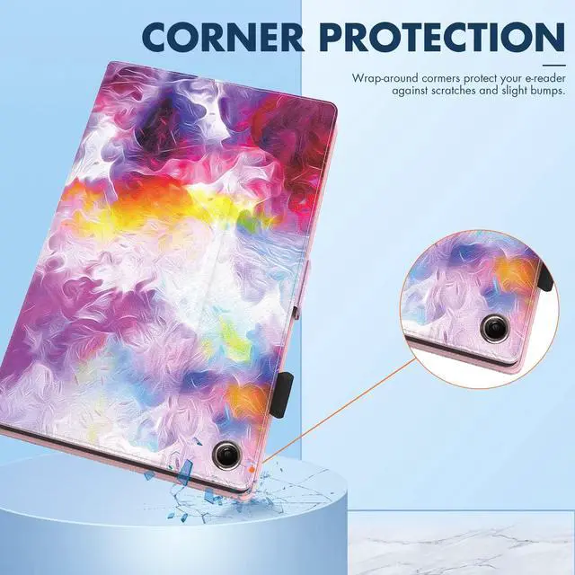 Alt view image 3 of 5 - Dteck for Fire HD 8 Tablet Case (8th/7th/6th Generation-2018/2017/2016 Release) 8", Slim Folio Case with Auto Sleep Wake & Stand Function, with Hand Strap, Protective PU Leather Cute Cover, Colorful D