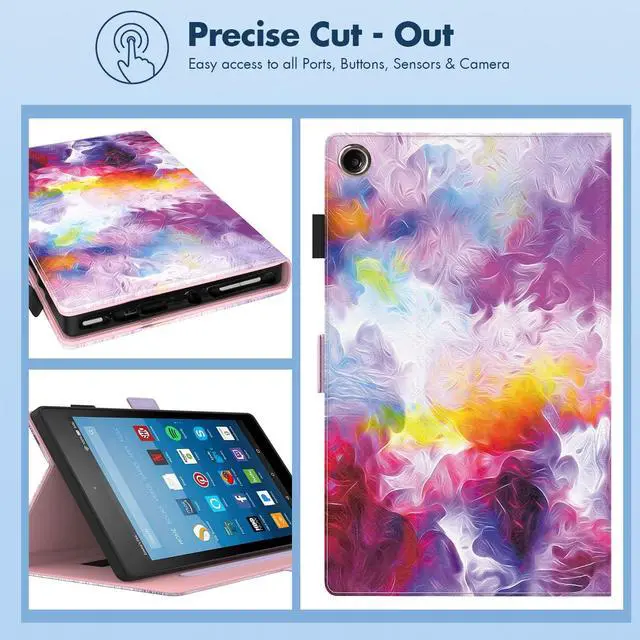 Alt view image 5 of 5 - Dteck for Fire HD 8 Tablet Case (8th/7th/6th Generation-2018/2017/2016 Release) 8", Slim Folio Case with Auto Sleep Wake & Stand Function, with Hand Strap, Protective PU Leather Cute Cover, Colorful D