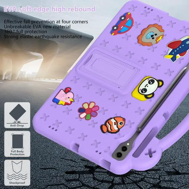 Alt view image 5 of 5 - Dteck Case for Galaxy Tab S9 FE 5G 10.9 Inch & Galaxy Tab S9/S8/S7 11 Inch Tablet, Cartoon Panda Shockproof Rugged Lightweight Convertible Stand Kids Friendly Tablet Case with Handles,Light Purple