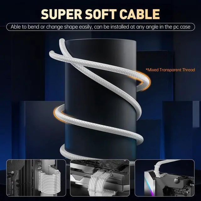 Alt view image 5 of 5 - AsiaHorse 16AWG PSU Cable Extension Kit, Sleeved Custom Mod GPU PC Audio Video Power Supply Soft Braided Cables with Comb Kit, 24P/8P to 6+2P/ 8P to 4+4P 30CM