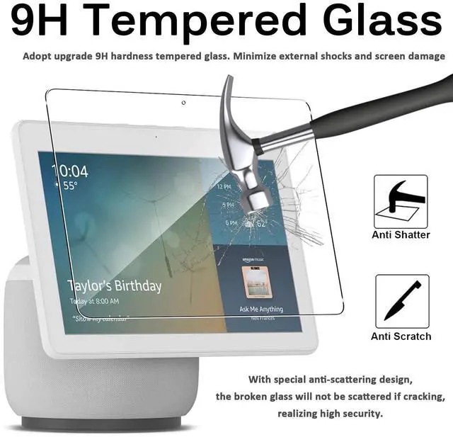 Alt view image 3 of 5 - Miimall Compatible for Echo Show 10 Screen Protector Tempered Glass Film HD Clear Hard Anti-Scratch Ultra-Thin Anti-Fingerprint Waterproof Tempered Glass Screen Film for Echo Show 10(3rd Gen)
