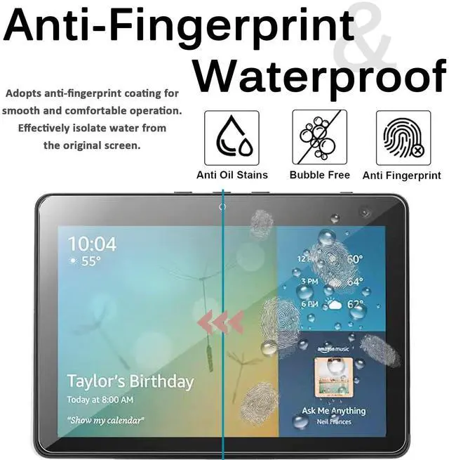 Alt view image 4 of 5 - Miimall Compatible for Echo Show 10 Screen Protector Tempered Glass Film HD Clear Hard Anti-Scratch Ultra-Thin Anti-Fingerprint Waterproof Tempered Glass Screen Film for Echo Show 10(3rd Gen)