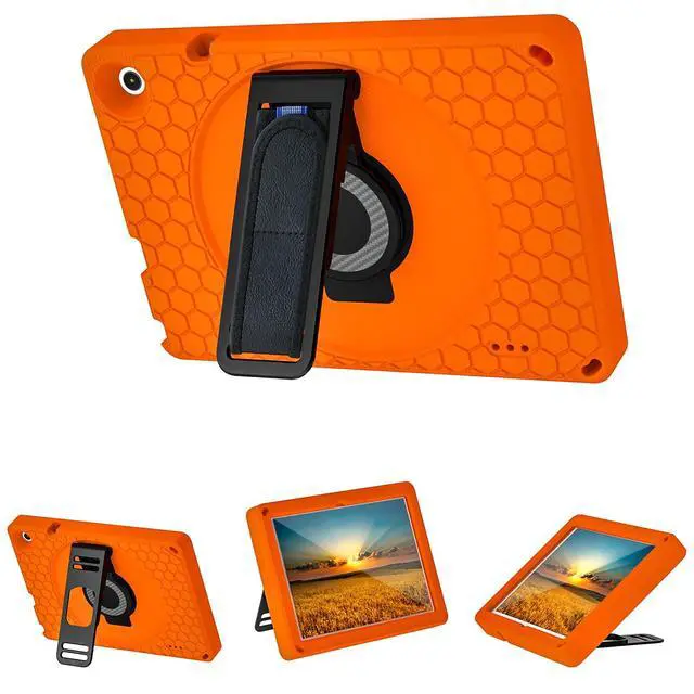 Alt view image 3 of 5 - Dteck Case for Onn 10.1 Inch Gen 3 2022 Tablet,360 Rotating Stand Hand DropProof Shockproof Cover with Handle Strap/Shoulder Strap/Kickstand Protective Case for Onn 10.1 Model 100071485 2022,Orange