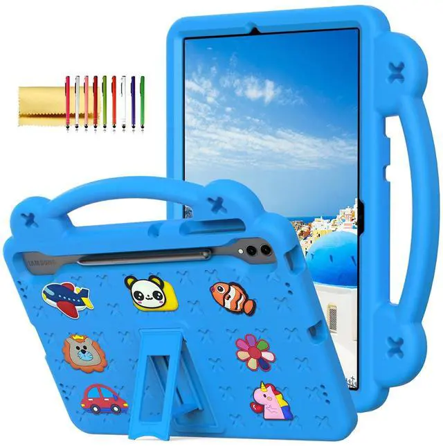 Main image of Dteck Case for Galaxy Tab S10 Plus/Tab S9 FE Plus 5G/S9 Plus/S7 FE/S8 Plus/S7 Plus 12.4", Cartoon Panda Shockproof Rugged Lightweight Convertible Handles Stand Kids Friendly Tablet Case,Sky Blue
