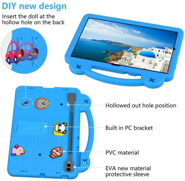 Alt view image 2 of 5 - Dteck Case for Galaxy Tab S10 Plus/Tab S9 FE Plus 5G/S9 Plus/S7 FE/S8 Plus/S7 Plus 12.4", Cartoon Panda Shockproof Rugged Lightweight Convertible Handles Stand Kids Friendly Tablet Case,Sky Blue
