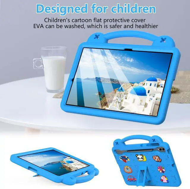 Alt view image 5 of 5 - Dteck Case for Galaxy Tab S10 Plus/Tab S9 FE Plus 5G/S9 Plus/S7 FE/S8 Plus/S7 Plus 12.4", Cartoon Panda Shockproof Rugged Lightweight Convertible Handles Stand Kids Friendly Tablet Case,Sky Blue