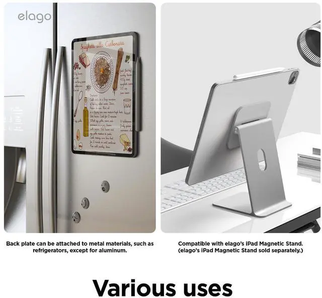 Alt view image 5 of 5 - elago Magnetic Folio Case for iPad Pro 13 inch Cover (M4) - Back Plate can be Attached to Metal Materials, Wake/Sleep functionality, Compatible with Apple Pencil 2 [Light Grey]