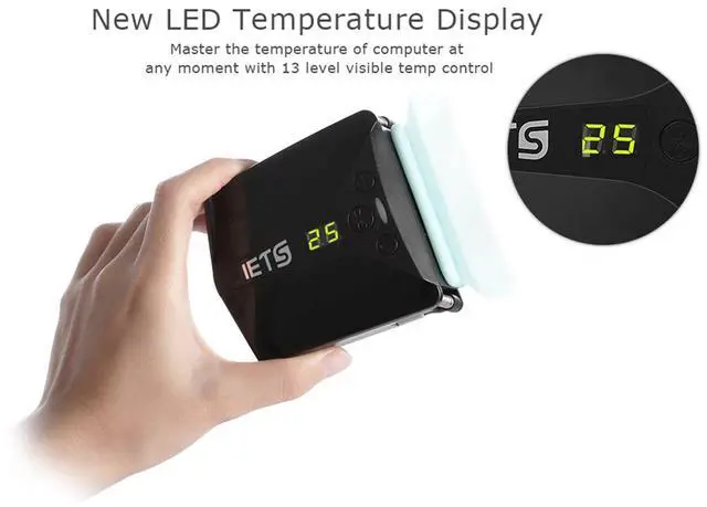 Alt view image 3 of 5 - IETS Laptop Fan Cooler With Temperature Display,Side-Draft Portable Intelligent Notebook Radiator,Rapid Cooling, Adjustable Speed Auto-Temp Detection
