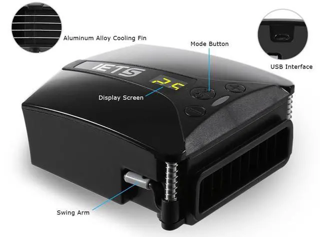 Alt view image 4 of 5 - IETS Laptop Fan Cooler With Temperature Display,Side-Draft Portable Intelligent Notebook Radiator,Rapid Cooling, Adjustable Speed Auto-Temp Detection