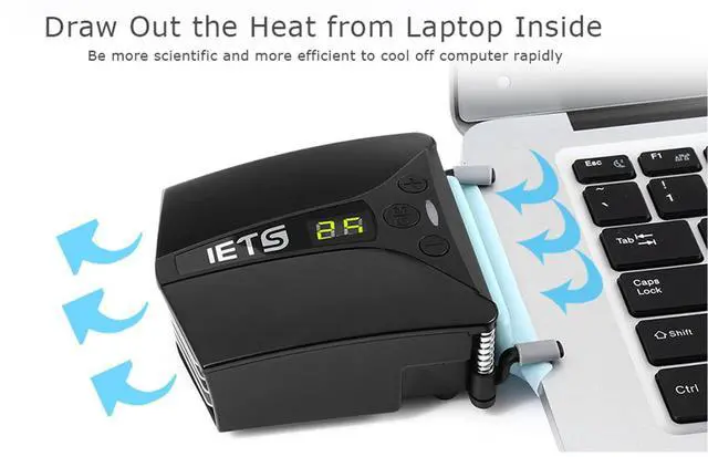 Alt view image 2 of 5 - IETS Laptop Fan Cooler With Temperature Display,Side-Draft Portable Intelligent Notebook Radiator,Rapid Cooling, Adjustable Speed Auto-Temp Detection