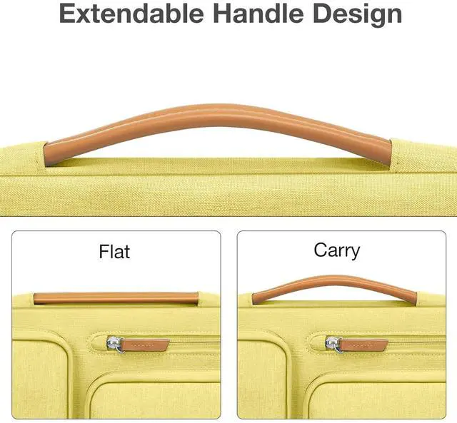 Alt view image 5 of 5 - MOSISO 360 Protective Laptop Case 13.3 inch, 13-13.3 inch Laptop Sleeve Compatible with MacBook Air/Pro 13 / Pro 14,HP Dell Acer ASUS,Side Open Carrying Case with 4 Zipper Pockets&Handle, Yellow