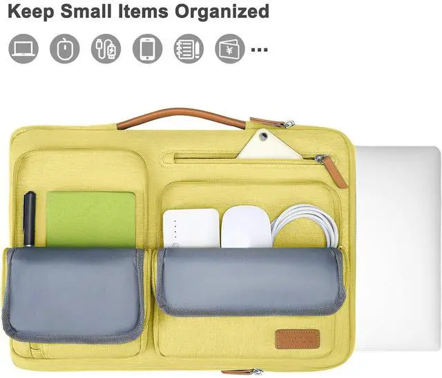 Alt view image 2 of 5 - MOSISO 360 Protective Laptop Case 13.3 inch, 13-13.3 inch Laptop Sleeve Compatible with MacBook Air/Pro 13 / Pro 14,HP Dell Acer ASUS,Side Open Carrying Case with 4 Zipper Pockets&Handle, Yellow