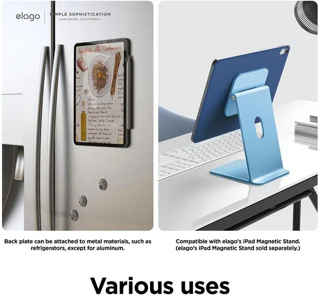 Alt view image 5 of 5 - elago Case for iPad A16, 10th Generation - iPad Case with Magnetic Attachment to Metal Materials, Compatible with elagos Apple Pencil case (Blue)