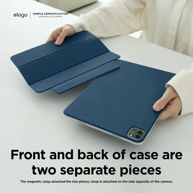 Alt view image 4 of 5 - elago Case for iPad A16, 10th Generation - iPad Case with Magnetic Attachment to Metal Materials, Compatible with elagos Apple Pencil case (Blue)