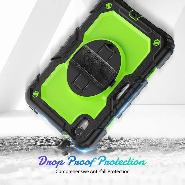 Alt view image 3 of 5 - Timecity Case for iPad Mini 7/6 with Screen Protector Pencil Holder [360 Rotating Stand ] & Handle/Shoulder Strap, Drop-Proof Case for iPad Mini 7th/6th Generation 8.3'' Kids Students Friendly- Green